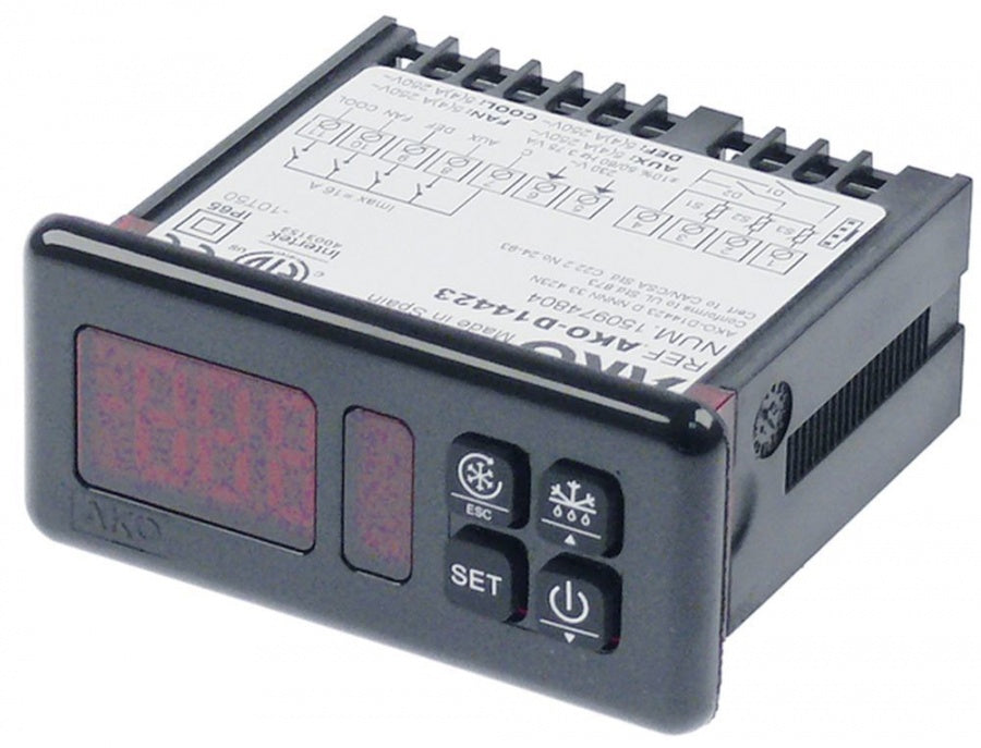 electronic controller AKO type AKO-D14423 71x29mm 230 V voltage AC NTC/PTC relay outputs 4 NO-5A(4)