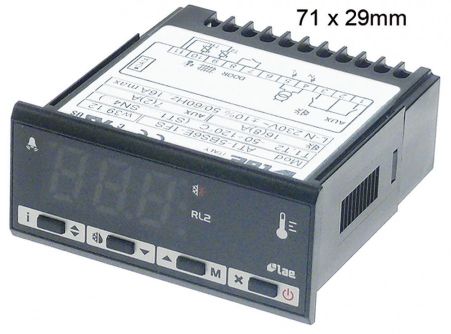 electronic controller LAE type 71x29mm 230V voltage AC NTC/PTC relay outputs 2 NO-16A(8)