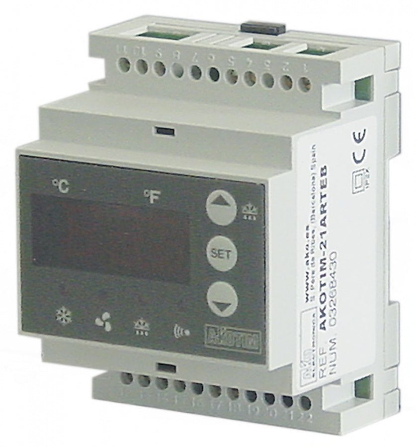 electronic controller AKO type AKOTIM-21ARTEB 90x70x58mm 230 V voltage AC NTC relay outputs 2