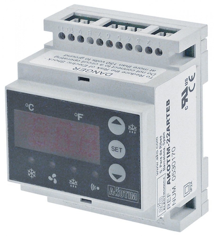 electronic controller AKO type AKOTIM-22ARTEB 90x70x58mm 230 V voltage AC NTC relay outputs 3