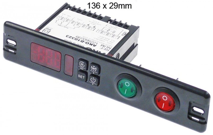 electronic controller AKO type AKO-D10323 136x29mm 230V voltage AC NTC/PTC relay outputs 3 CO-12A(9)