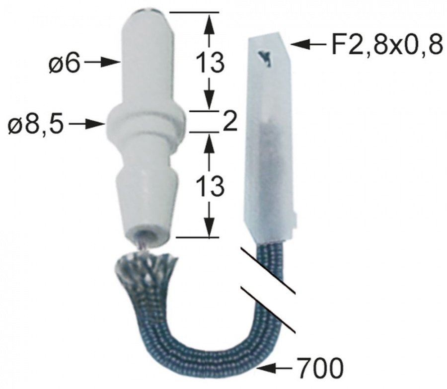 Electrod de aprindere cu cablu 700 mm - 100167