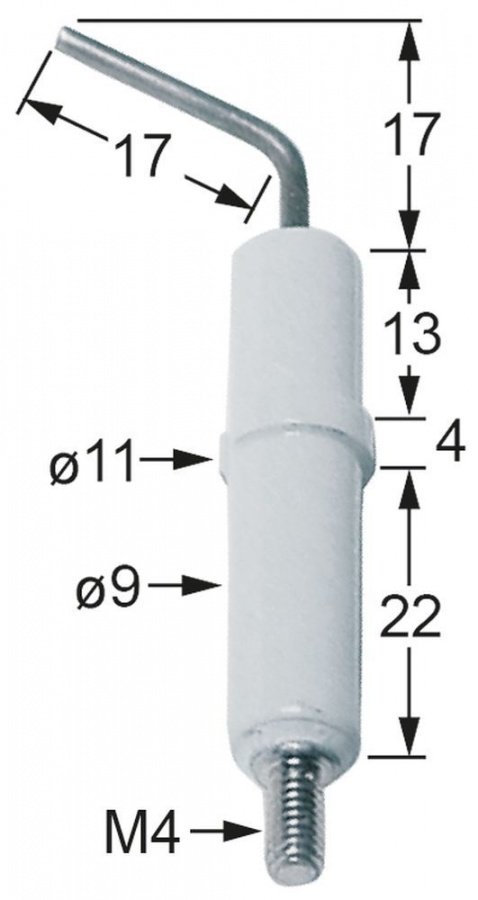 Electrod de aprindere ø 9 x 11 mm, conexiune M4 - 100704