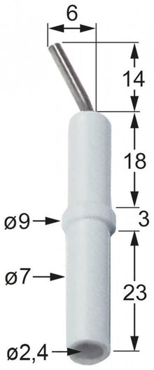 Electrod de aprindere, ø 7 x 9 mm, lungime 58 mm, conexiune ø 2,4 mm - 100707