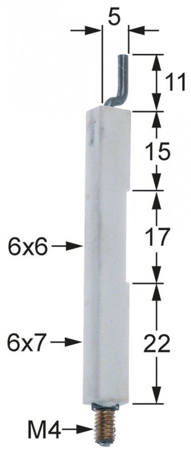 Electrod de aprindere, ø 6 / 7 mm, filet M4 - 100708
