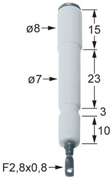 Electrod de aprindere ø 8 / 7 mm, conectare 2,8 x 0,8 mm - 100715