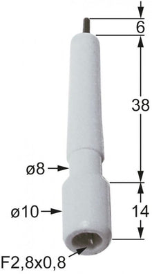 Electrod de aprindere cu arc, ø 8 / 10 mm, conector 2,8 mm - 100716
