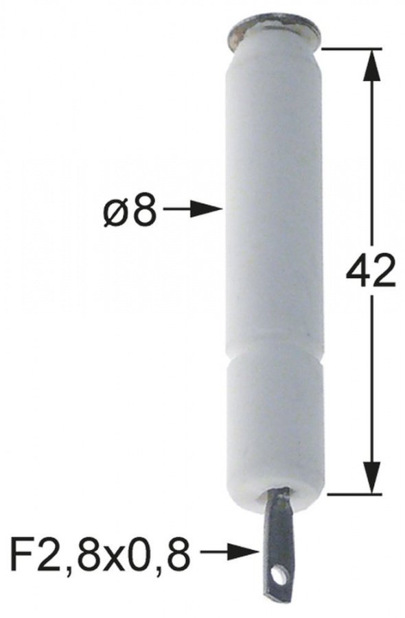 Electrod de aprindere ø 8 mm, conector 2,8 x 0,8 mm, cu arc - 100720