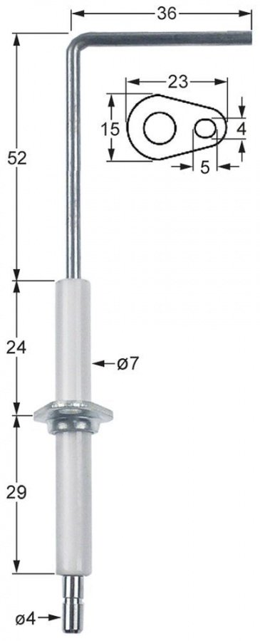 Electrod de monitorizare ardere flacara ø 7 mm, flansa 23 x 15 mm - 100735