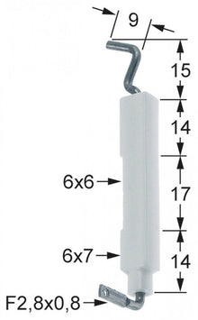 Electrod de aprindere ø 6/7 mm, conector 2,8 x 0,8 mm - 100736