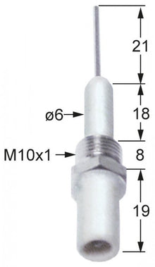 Electrod de aprindere ø 6 mm, filet 1/8", conector 2,8 x 0,8 mm - 100743