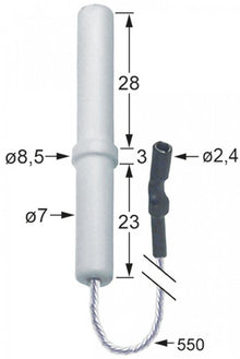 Electrod de aprindere ø 7 / 8,5 mm, cablu 550 mm, conector 2,8 mm - 100745
