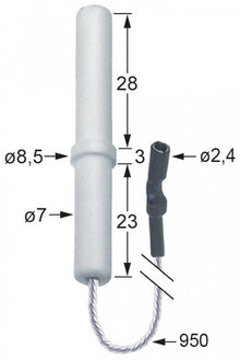 Electrod de aprindere ø 7 / 8,5 mm, lungime cablu 950 mm, conector cilindric ø 2,4 mm - 100746
