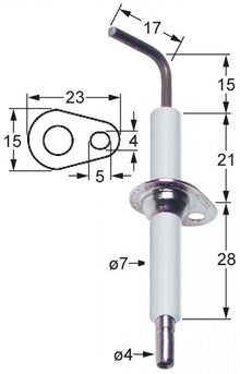 Electrod ø 7 mm, flansa 23 x 15 mm, conector ø 4 mm - 100761