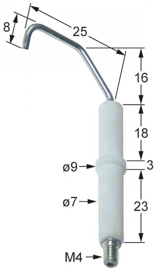 Electrod ø 7 / 9 mm, conector M4 - 100822