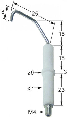 Electrod ø 7 / 9 mm, conector M4 - 100822