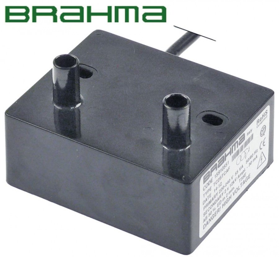 Generator scanteie - transformator aprindere, cu 2 iesiri, alimentare 230 V, 50 Hz, 55 VA, Brahma TC2STCAF, 15910551 - 101017