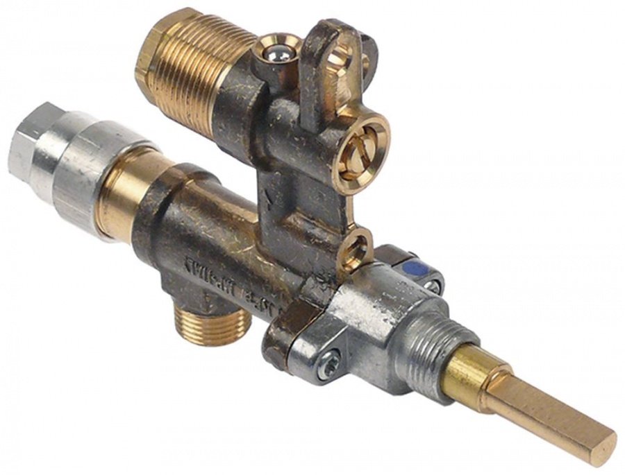 Robinet de gaz MADEC, cu duza pe iesire, intrare M12x1 (teava ø 8 mm), ax 6x4.6 mm - 101374