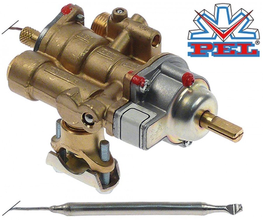 Robinet de gaz termostatic PEL 25ST, t.max. 280°C, prindere cu colier pe teava, Angelo Po 33A0660 - 101565