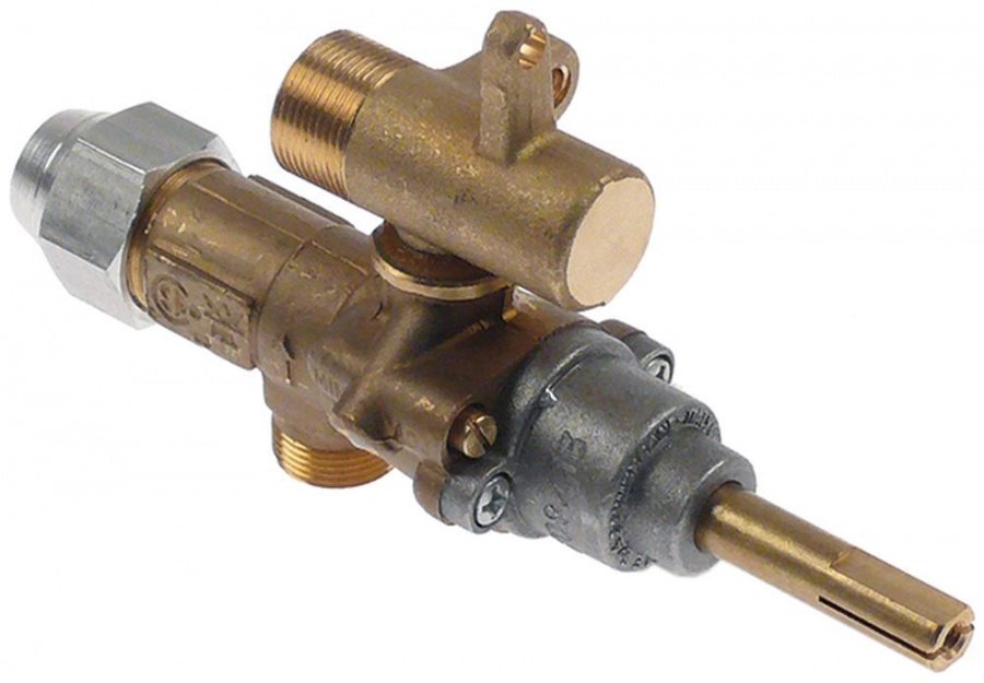 Robinet de gaz GPEL20R inlocuieste EGA 26400R, intrare gaz M15x1 mm, iesire gaz M17x1 mm, ax 8x6.5 mm (tesit sus si jos) - 101616