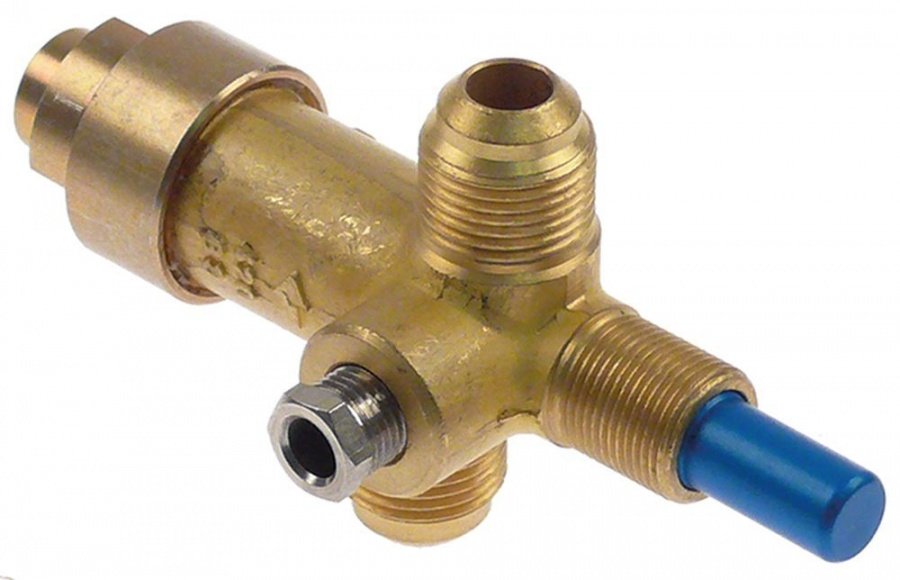 Valva de siguranta intrare/iesire gaz filet exterior 3/8", racord pilot filet M10x1 mm, racord termocupla M9x1 mm, presiune 50 mbar - 101676