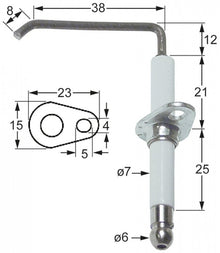 Electrod de aprindere ø 7 mm, flansa 23 x 15 mm - 101788