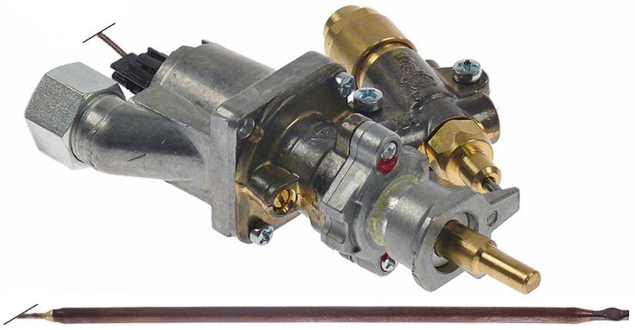 Robinet de gaz termostatic SABAF, max 300°C, montare cu clema pe rampa, bulb ø 4 x 140 mm, capilar 1200 mm - 101819
