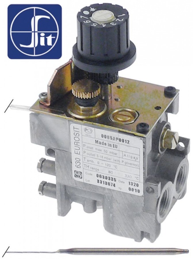 Valva de gaz termostatica SIT 630 Eurosit t° 80-320°C, pentru cuptor, racorduri gaz 3/8", 0085AP0012 - 101915