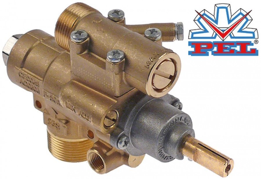 Robinet de gaz PEL23S/O, ax ø 8x10 mm, racord termocupla M10x1 - 101954