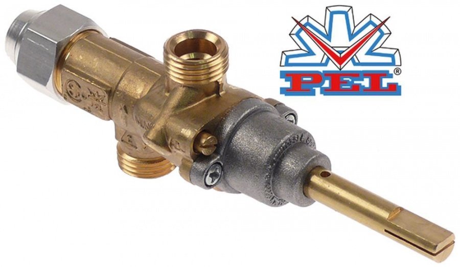 Robinet de gaz PEL20S, ax ø 8 x 6,5 mm, racorduri gaz M16, termocupla M8 - 101958