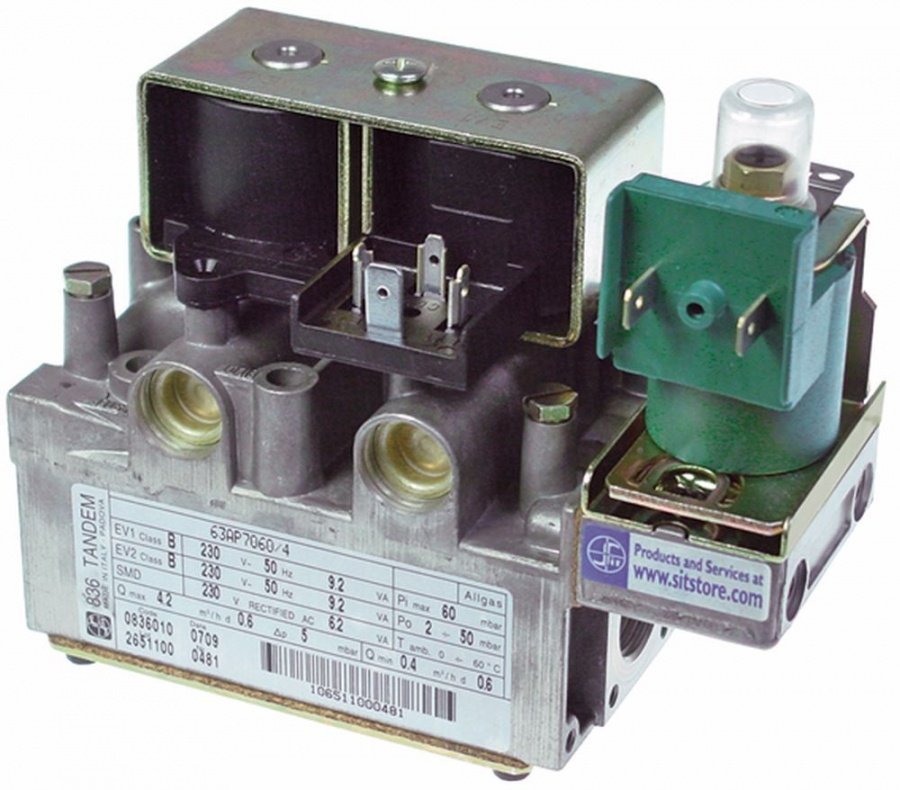 Valva de gaz SIT Tandem 836 230V, 50Hz, racorduri gaz ½", 2-50 mbar - 101984