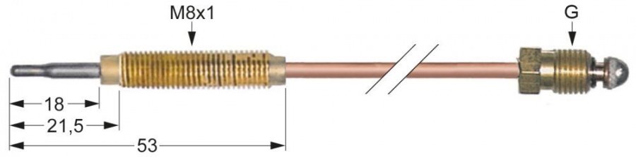 Termocupla L 850 mm, filete M8x1 - 102057