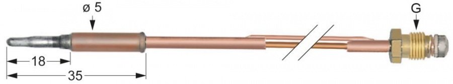 Termocuplu L 600mm, M8x1, cu 2 conductori - Cod 102089