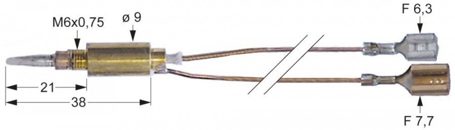 Termocupla 750 mm, cu fire de legatura - 102120
