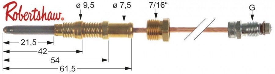 thermocouple ROBERTSHAW 7/16" ASA 11/32 L 18" - 455mm