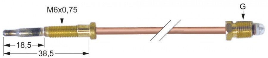 Termocupla L 500 mm, cap M6x0,75, racord M9x1, RTCU700373, RTCU700374 - 102139