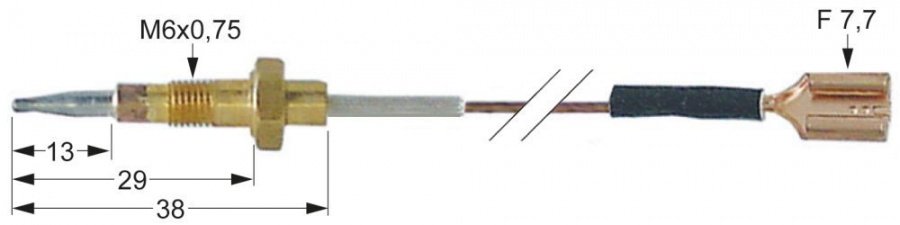 Termocupla cu fir L 600 mm, filet cap M6x0,75 - 102145