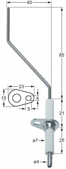 Electrod de aprindere ø 7 mm, flansa 23 x 15 mm - 102166