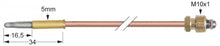thermocouple L 1200 mm, head ø 5,0 mm, racord M10x1 - 102215
