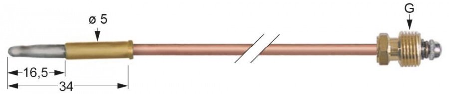 Termocupla L 1500 mm, cap ø 5,0 mm, racord M10x1 - 102216