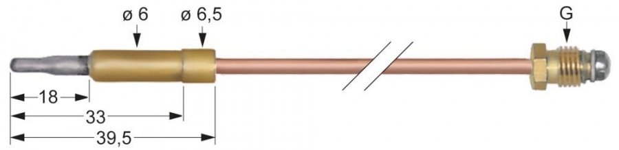 Termocupla L 1000 mm, cap ø 6,0 mm, racord M10x1 - 102229