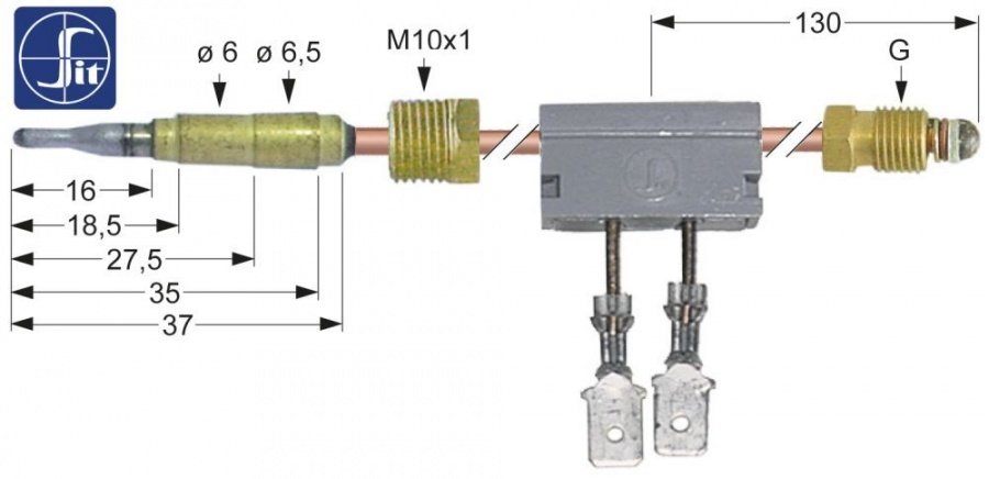 Termocupla cu intrerupere L 600 mm, racord M9x1 - 102238