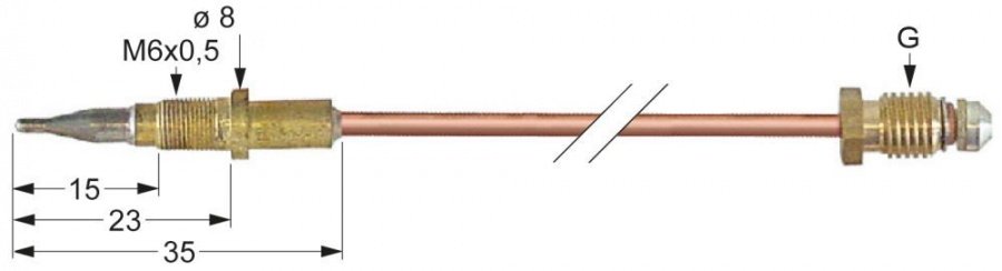Termocupla flexibila L 500 mm, cap M6x0,5, racord M8x1 - 102245