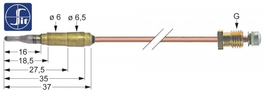 Termocupla L 600 mm, filet racord M9x1 - 102246