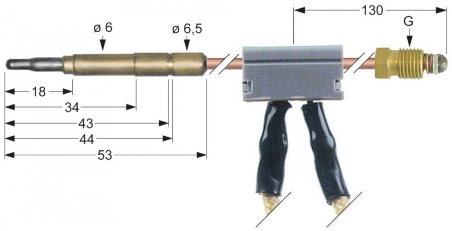 Termocupla intrerupta L 1000 mm, racord M9x1 - 102250