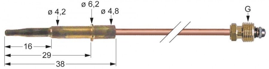 Termocuplu L 600mm,cap ø 4mm, racord M8x1 - 102261