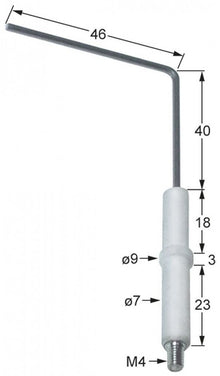 Electrod de aprindere ø 7/9 mm, L 90 x 46 mm, conexiune M4 - 102332