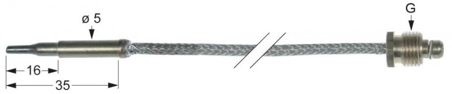 Termocupla flexibila L 600 mm, cap ø 5.0 mm, filet racord M10x1 mm - 102393