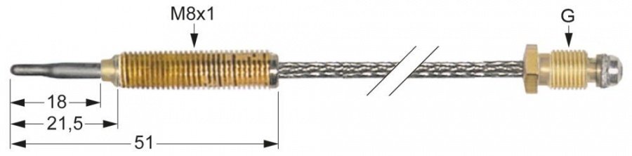 thermocouple flexible M8x1 M10x1 L 600mm