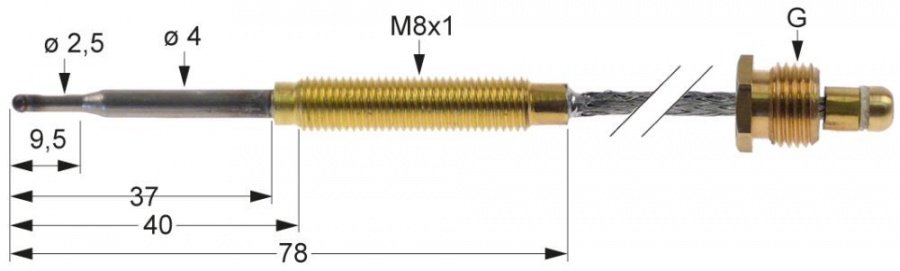 thermocouple flexible M8x1 M10x1 L 750mm